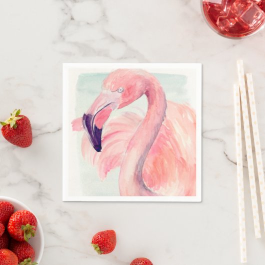 Serviette En Papier Flamant rose Pastel (En situation)