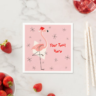 Serviette En Papier Flamant rose Père Noël rose Texte papier serviet