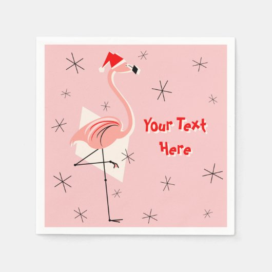 Serviette En Papier Flamant rose Père Noël rose Texte papier serviette (Devant)