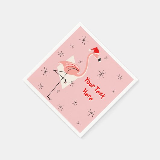 Serviette En Papier Flamant rose Père Noël rose Texte papier serviette (Coin)