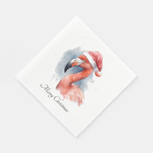 Serviette En Papier Flamant rose père Noël Snowbird, personnalisé (Coin)