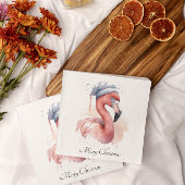 Serviette En Papier Flamant rose père Noël Snowbird, personnalisé