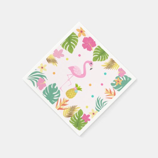 Serviette En Papier Flamant rose Pool Party Napkin Flamant rose tropic (Coin)