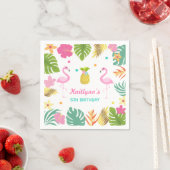 Serviette En Papier Flamant rose Pool Party Napkin Flamant rose tropic (En situation)