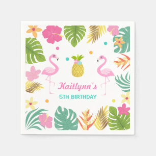 Serviette En Papier Flamant rose Pool Party Napkin Flamant rose tropic