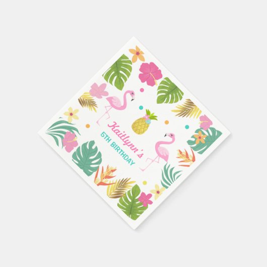 Serviette En Papier Flamant rose Pool Party Napkin Flamant rose tropic (Coin)