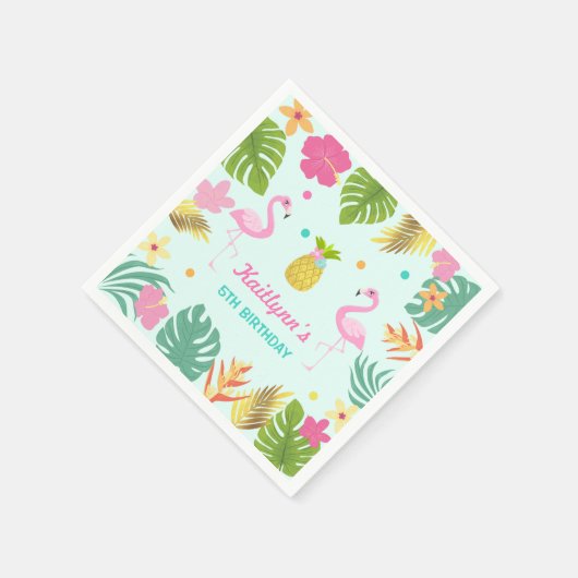 Serviette En Papier Flamant rose Pool Party Napkin Flamant rose tropic (Coin)