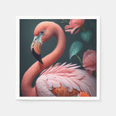 Serviette En Papier Flamant rose rose. (Devant)