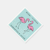 Serviette En Papier Flamant rose rose Ajouter des noms et un emplaceme (Coin)