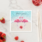 Serviette En Papier Flamant rose rose amoureux à la plage Mariage (En situation)