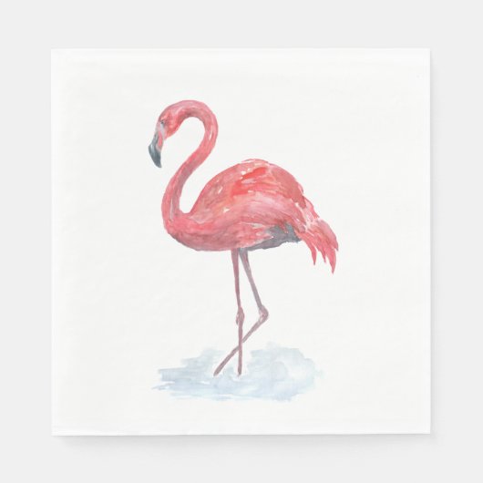 Serviette En Papier Flamant rose rose, aquarelle. (Devant)