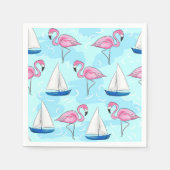Serviette En Papier Flamant rose rose Blue Voilier Preppy (Devant)