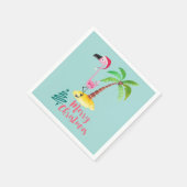 Serviette En Papier Flamant rose Rose Dans Un Chapeau De Père Noël Par (Coin)
