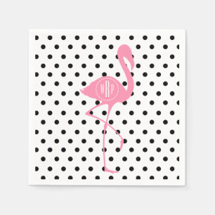 Serviette En Papier Flamant rose rose décoré d'un monogramme + Point