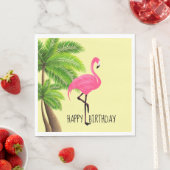 Serviette En Papier Flamant rose rose et palmiers papierPapier serviet (En situation)