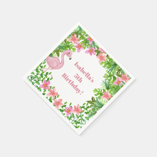 Serviette En Papier Flamant rose rose Filles tropicales fête d'anniver (Coin)
