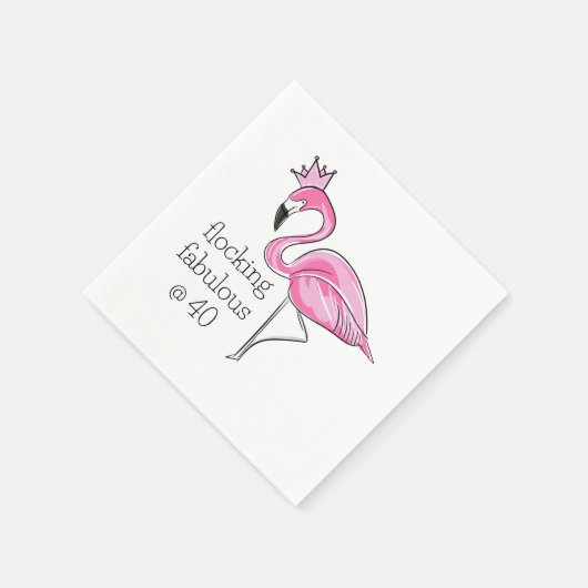 Serviette En Papier Flamant rose rose flocage de la Couronne fabuleux (Coin)