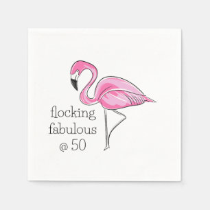 Serviette En Papier Flamant rose rose flocage fabuleux à cinquante