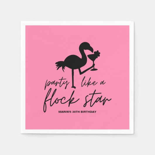 Serviette En Papier Flamant rose rose Flock Star Tropical Anniversaire (Devant)