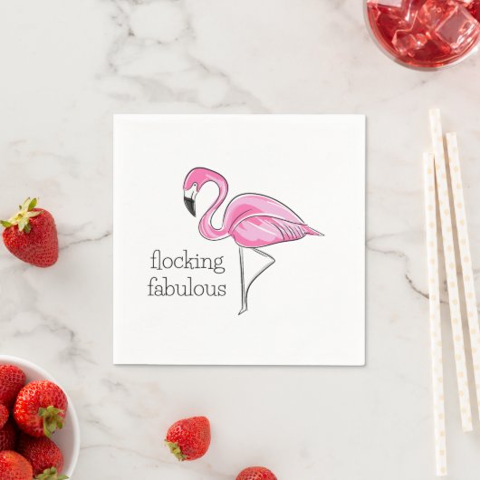 Serviette En Papier Flamant rose rose Flocking Fabulous (En situation)
