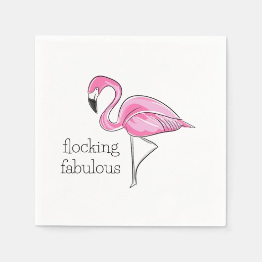 Serviette En Papier Flamant rose rose Flocking Fabulous (Devant)