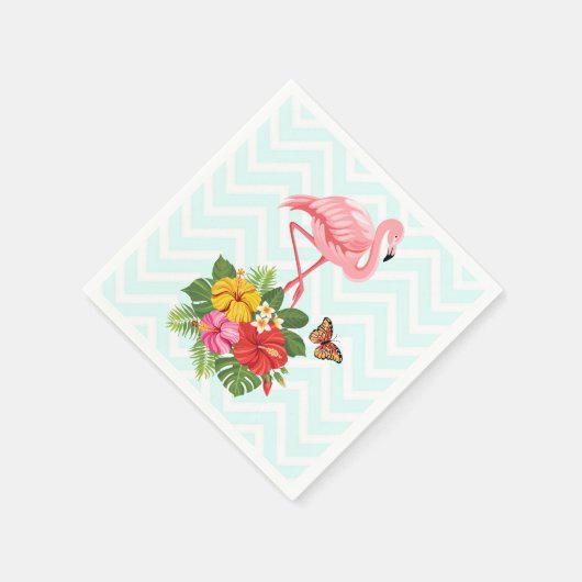 Serviette En Papier Flamant rose rose & Hibiscus Tropical Fancy (Coin)