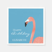 Serviette En Papier Flamant rose rose Joyeux Anniversaire Nom personna (Devant)