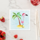 Serviette En Papier Flamant rose rose lunique Noël tropical (En situation)