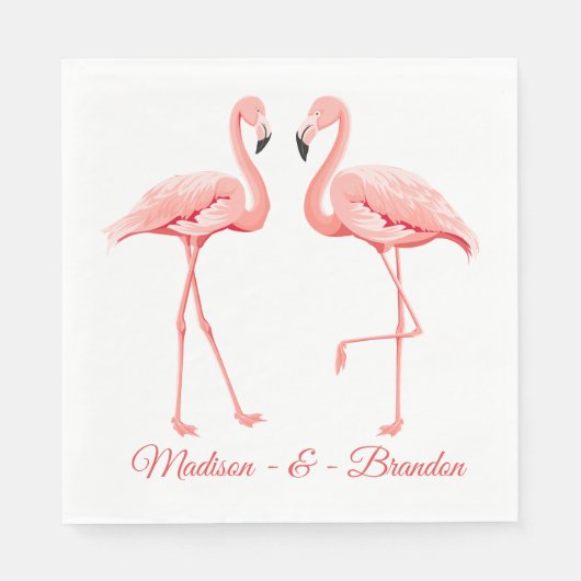 Serviette En Papier Flamant rose rose Mariage tropical Fête des mariée (Devant)