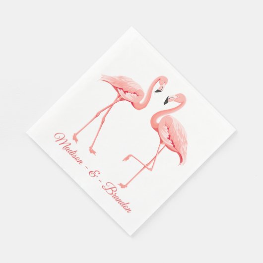 Serviette En Papier Flamant rose rose Mariage tropical Fête des mariée (Coin)