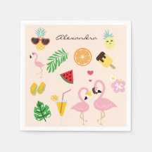 Flamant rose rose mignon Couple avec été tropical