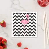 Serviette En Papier Flamant rose rose monogramme + Chevron noir (En situation)