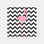 Serviette En Papier Flamant rose rose monogramme + Chevron noir (Devant)