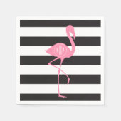 Serviette En Papier Flamant rose rose monogramme + noir + blanc (Devant)
