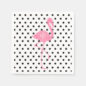 Serviette En Papier Flamant rose rose monogramme + point noir Polka (Devant)