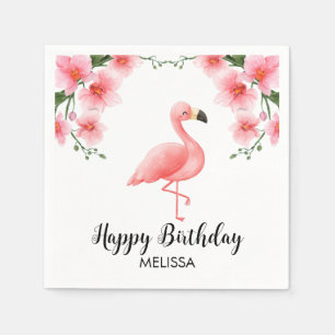 Serviette En Papier Flamant rose rose Orchidée rose Fleur Anniversaire