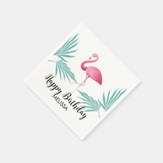 Serviette En Papier Flamant rose rose Palm Feuille verdure Anniversair (Coin)