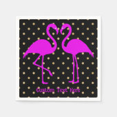 Serviette En Papier Flamant rose rose rétro Noir Polka Motif (Devant)