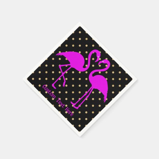 Serviette En Papier Flamant rose rose rétro Noir Polka Motif (Coin)