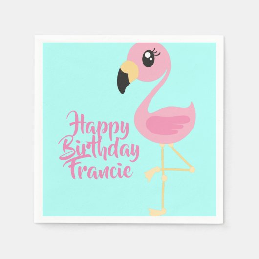 Serviette En Papier Flamant rose rose Tropical 1er Anniversaire (Devant)