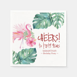 Serviette En Papier Flamant rose rose tropical 50e anniversaire Thème