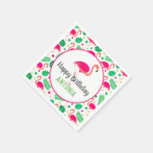 Serviette En Papier Flamant rose rose tropical Anniversaire personnali (Coin)
