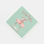 Serviette En Papier Flamant rose rose tropical avec chapeau de Père No (Coin)