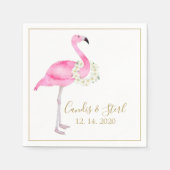Serviette En Papier Flamant rose rose tropical blanc Magnolia Élégant (Devant)