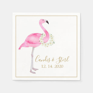 Serviette En Papier Flamant rose rose tropical blanc Magnolia Élégant