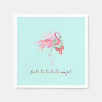 Flamant rose rose tropical Xmas Cocktail Napkins