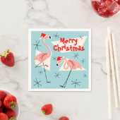 Serviette En Papier Flamant rose Santas Bleu Joyeux Noël papier servie (En situation)