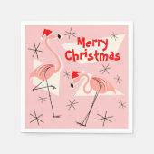 Serviette En Papier Flamant rose Santas rose Joyeux Noël papier servie (Devant)