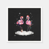 Serviette En Papier Flamant rose sapin de Noël Santa Hat Lumière (Devant)
