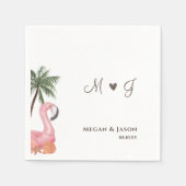 Serviette En Papier Flamant rose simple Monogrammed Beach Wedding Cust (Devant)